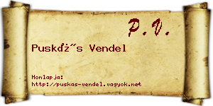 Puskás Vendel névjegykártya